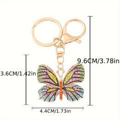 Zinc Alloy Diamond Butterfly Keychain Bag Ornament Holiday Gift