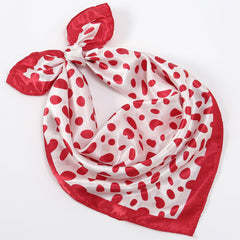 Small Square Satin Scarf Solid & Irregular Print Neckerchief Hair Wrap