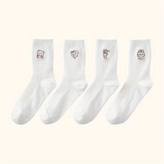 8 Pairs Cartoon Animal Print Comfy Socks Women's Stockings