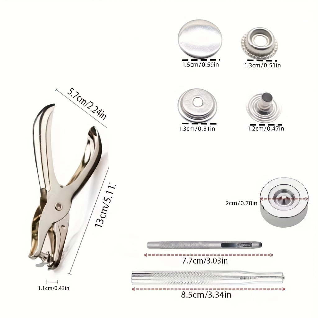 50pcs Stainless Steel Snap Fastener Kit with Pliers - Heavy Duty Snap Button