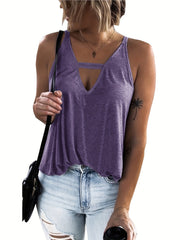 Women's Solid V Neck Tank Top