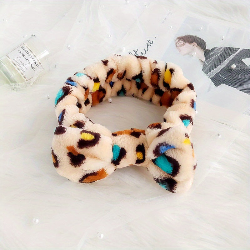 Soft Coral Fleece Bow Hair Band for Women