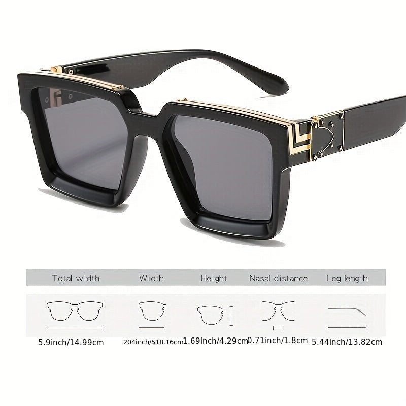 Large Square Sunglasses Rivet UV400 Sun Shades Driving Beach Travel
