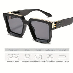 Large Square Sunglasses Rivet UV400 Sun Shades Driving Beach Travel
