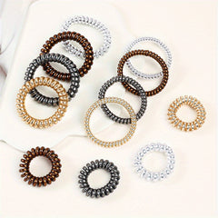 12pcs Spiral Hair Tie Scrunchies Metal Elastic Bands Ponytail Holder