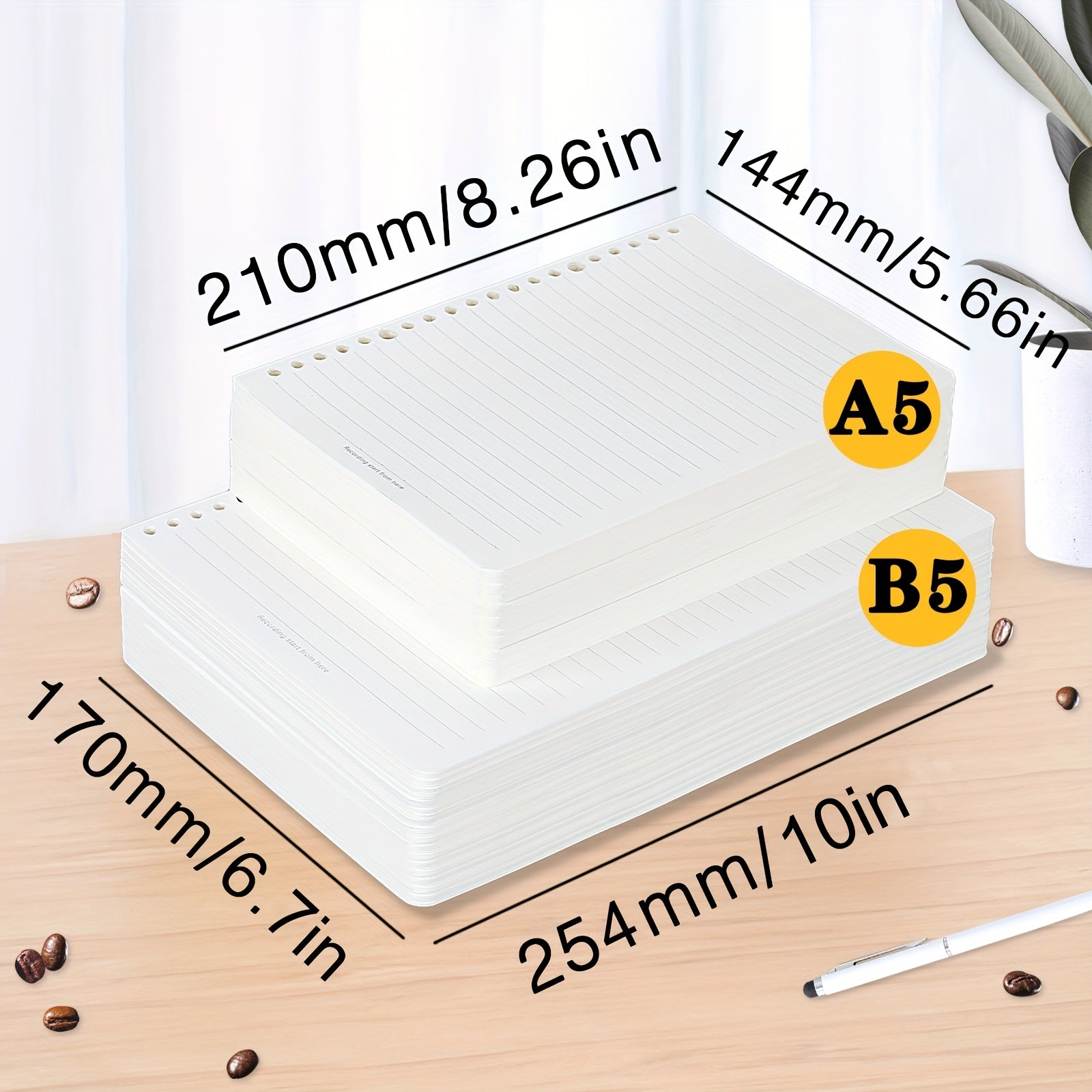 200 Pages A5 B5 Loose leaf Paper Refills for Binder Notepad Inserts