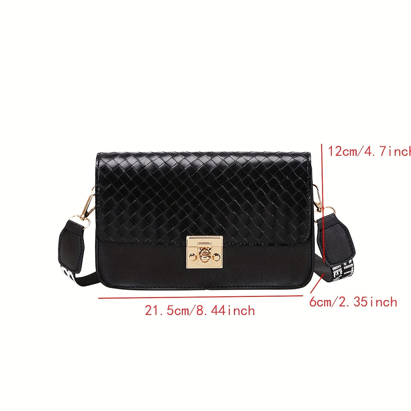 Square Flap Shoulder Bag with Wide Strap for Work
