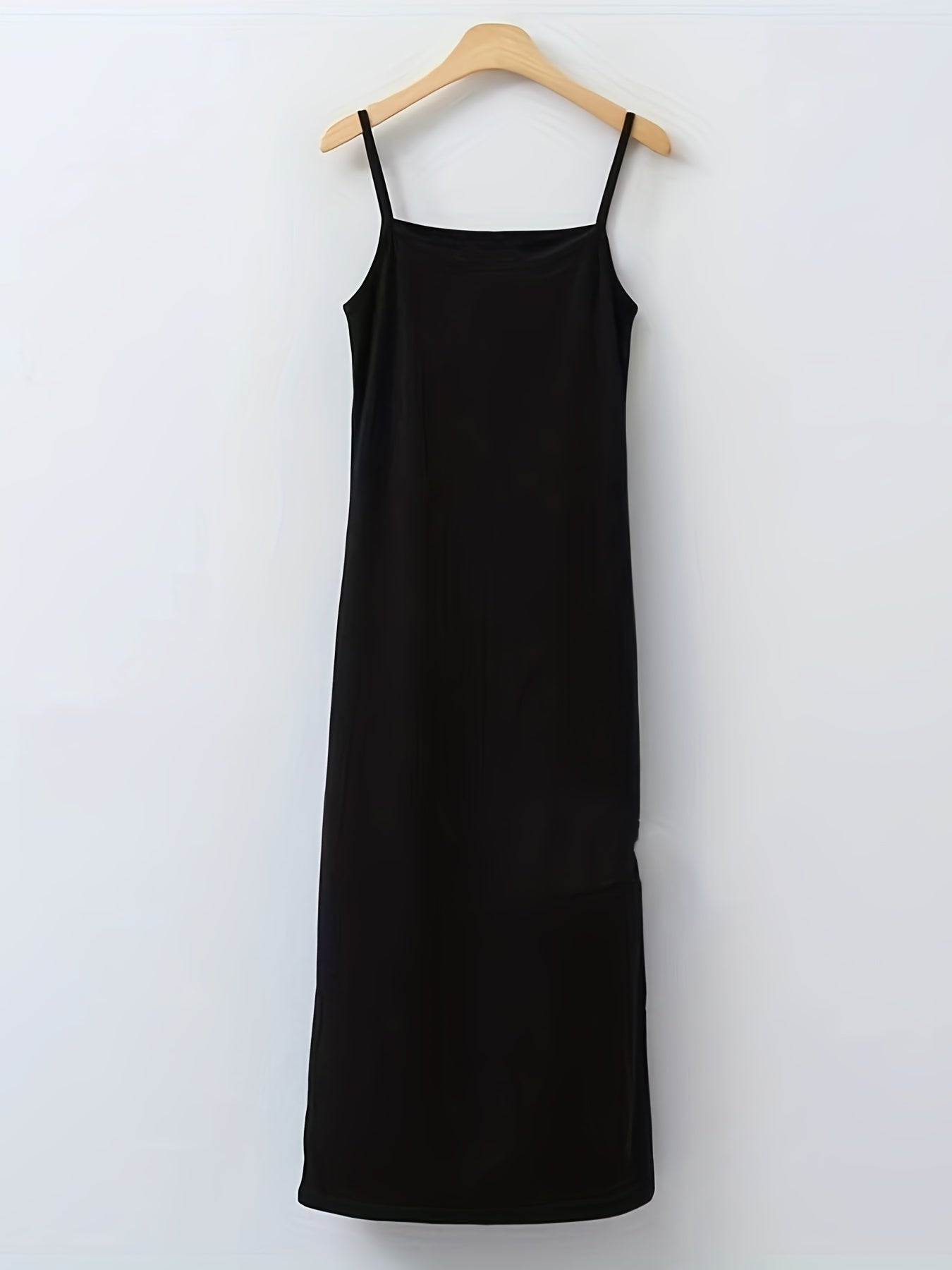 Solid Tank Nightdress Crew Neck Straps Sleep Dress Women's Sleepwear