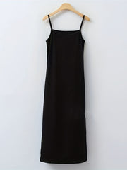 Solid Tank Nightdress Crew Neck Straps Sleep Dress Women's Sleepwear