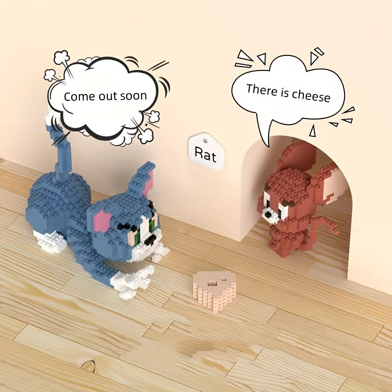 3pcs WB Cat and Mouse Building Blocks Set Enhances Focus Brick Room Decoration