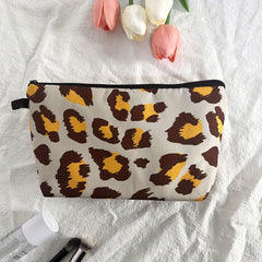 Leopard Cow Pattern Makeup Brushes Bag Cosmetic Pouch Lightweight Portable