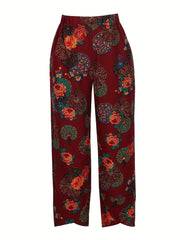 Women's Plus Floral Print Elastic Waist Pants
