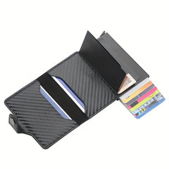 Men's Carbon Fiber Buckle Card Holder RFID Blocking