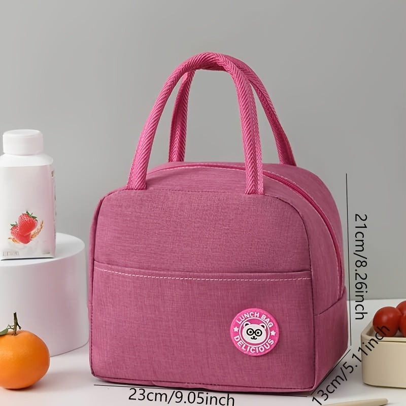 Cute Bear Lunch Bag Insulated Durable Zippered Cooler for School