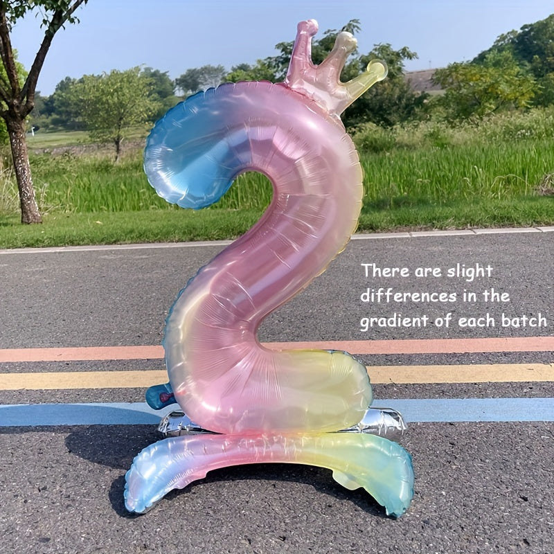 1pc Gradient Number Crown Balloons 0-9 Digital Aluminum Foil Balloon