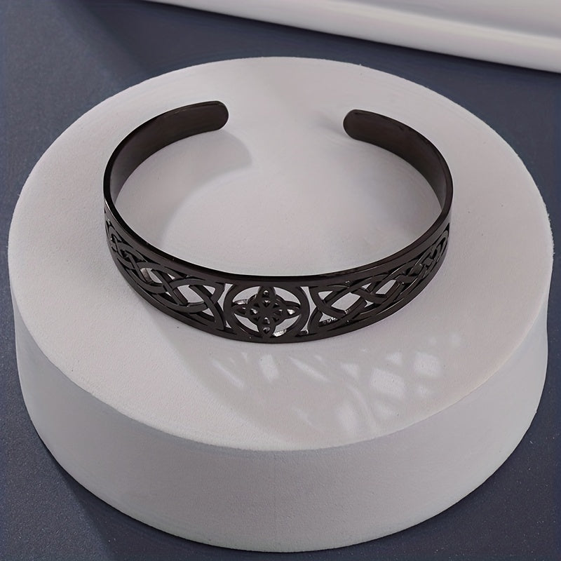 Stainless Steel Witch Knot Adjustable Open Cuff Bracelet