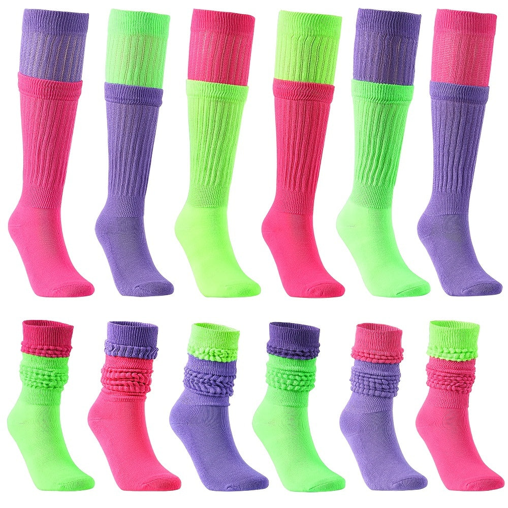 3 Pairs Colorblock Crew Socks Women's Stockings