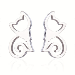 2pcs Men's Kitten Ear Studs Stainless Steel Ear Accessories
