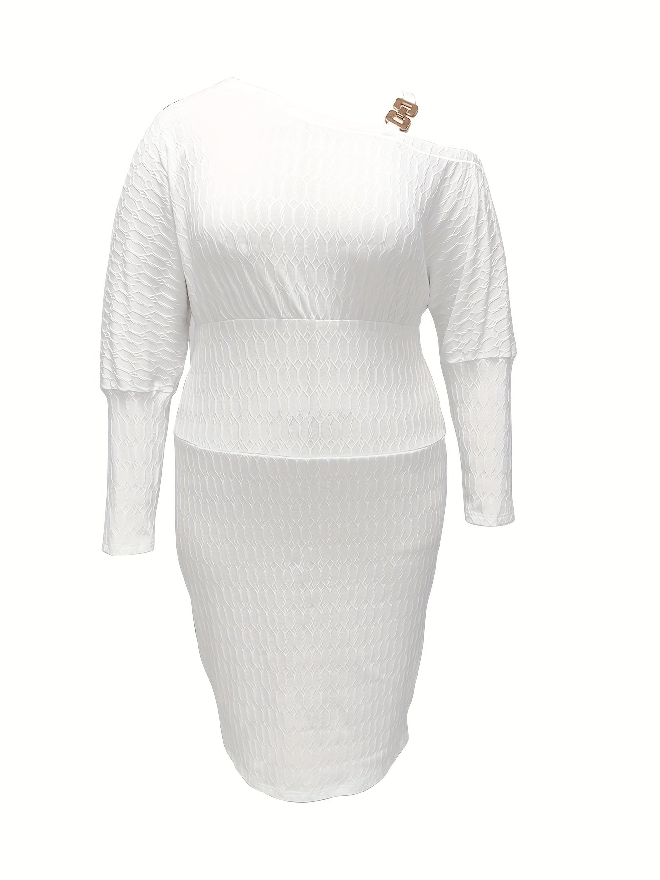  One Shoulder Jacquard Sleeve Dress