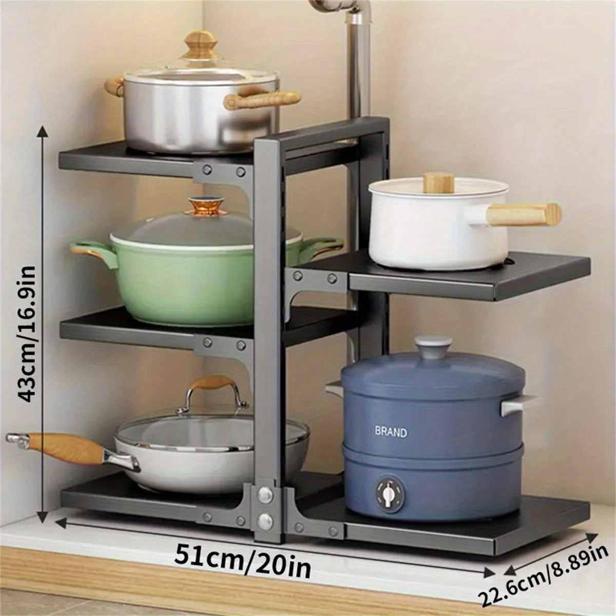 Adjustable Pan Pot Rack Holder Heavy Duty Pot Organizer Kitchen Accessories