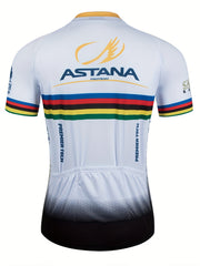 Quick Dry Cycling Jersey with Rear Pocket & Letter Print