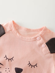 Newborn Baby Girls Jumpsuit Unisex Sweet Cat Print
