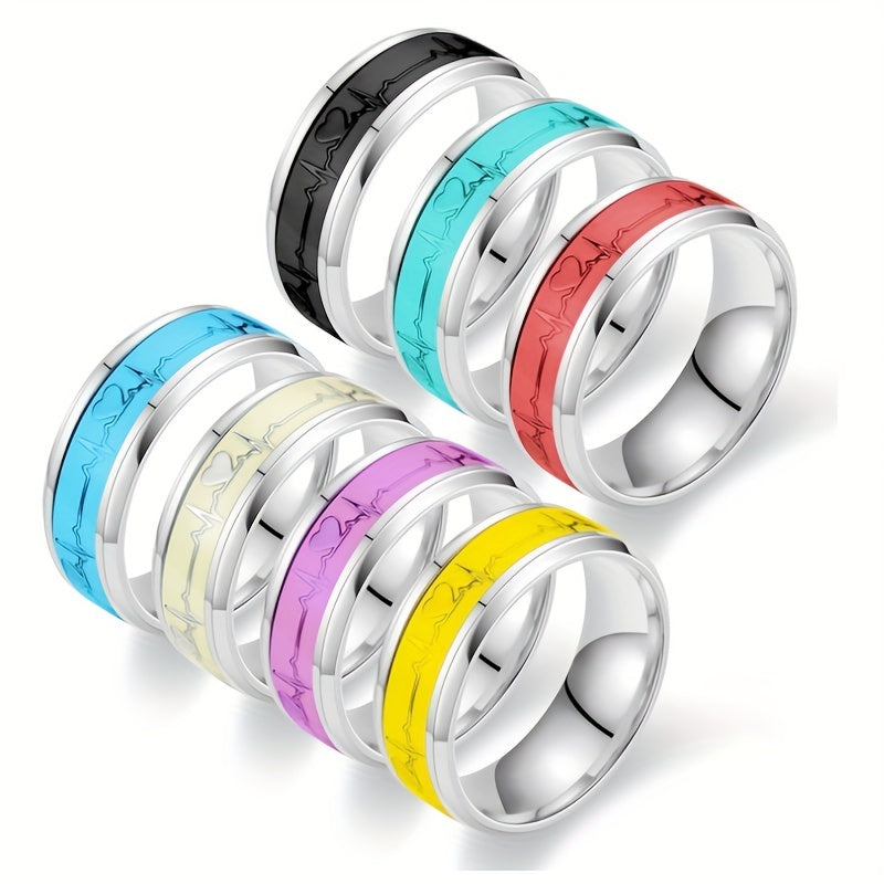 Heart-shaped Titanium Steel Ring Luminous Couple Ring