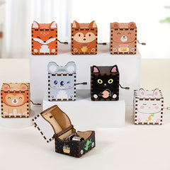 Wooden Animal Handheld Music Box Toy with 6 Characters