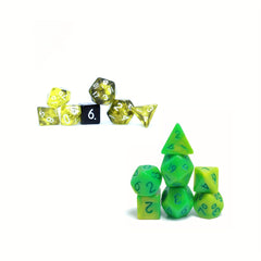 Mini 2 Dice Set Green and Yellow Polyhedral Dice for Board Game