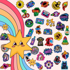100 Pack Neon Cartoon Stickers Self Adhesive Reusable Decoration
