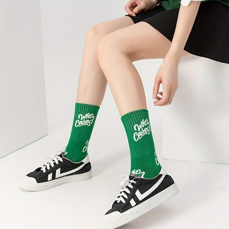 5 Pairs Letter Print Socks Mid Tube Women's Stockings