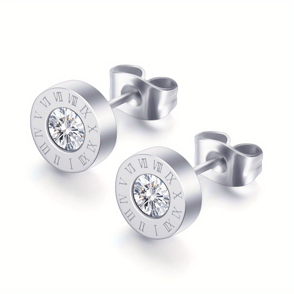 Stylish Round Zircon Earrings for Men