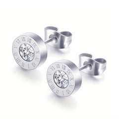 Stylish Round Zircon Earrings for Men