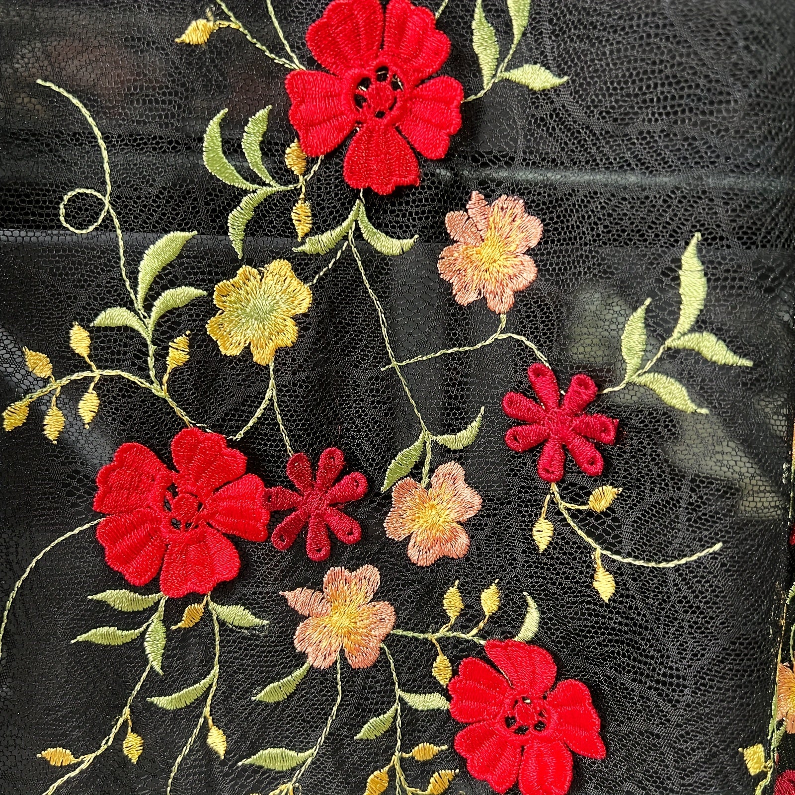 1 Yard Embroidered Mesh Lace Fabric DIY Dress Gown Clothing Decoration