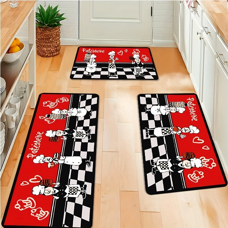 1pc Long Strip Non-slip Floor Mat Velvet Cushion Red Cake Room Rug