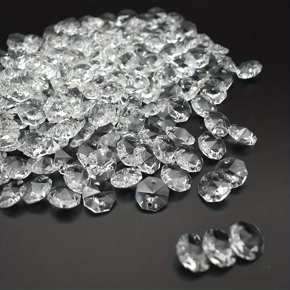 100pcs 1.0 55inch Transparent Octagonal Beads for Chandelier Curtain Ties