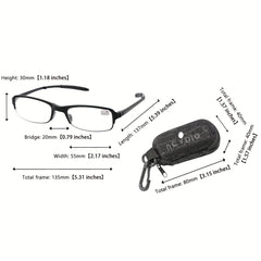 SOOLALA 3 Pairs TR90 Folding Reading Glasses w/ Hook Clip Holder Zipper Case