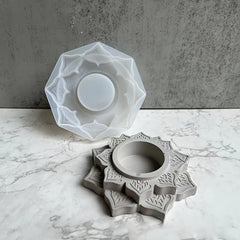 Concrete Candle Jar Silicone Mould Round Lotus Candle Holder Cement Plaster Mold