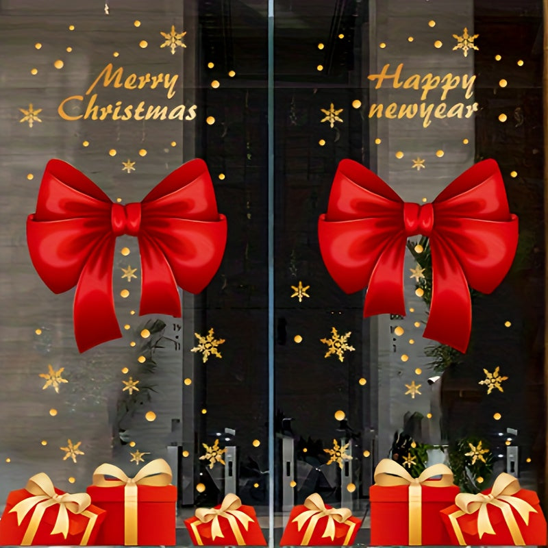 Double Sided Christmas Window Clings Decorative Bows Sticker