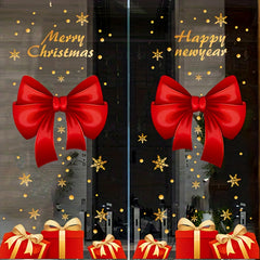 Double Sided Christmas Window Clings Decorative Bows Sticker