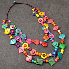 Bohemia Wooden Statement Collar Necklace Vintage Jewelry Gift