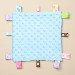 Baby Tag Security Blanket Soothing Plush Square Sensory Toy