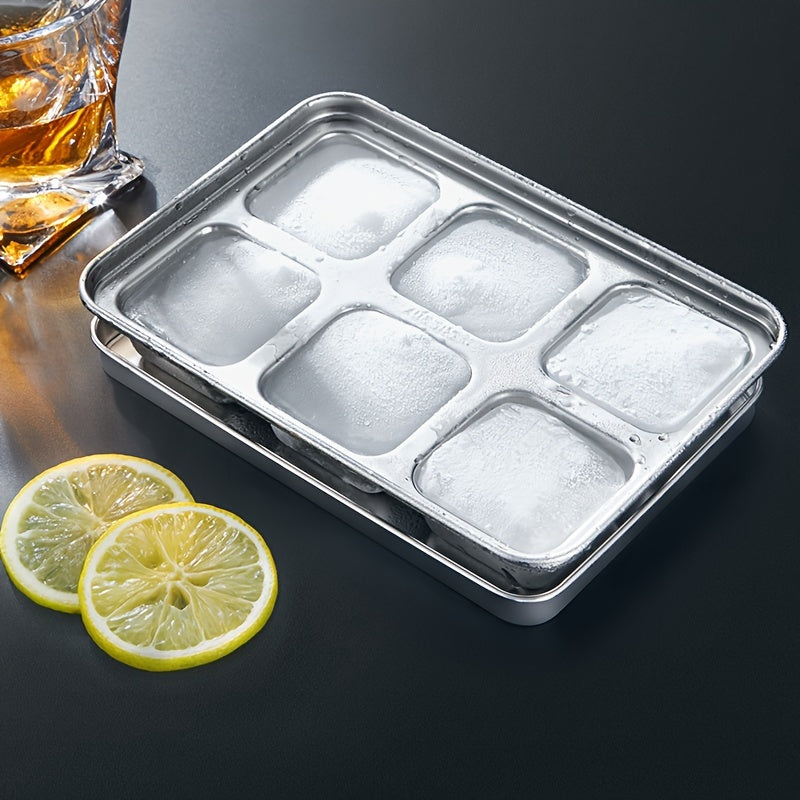 RYBACK Stainless Steel Ice Cube Mold Square Ice Tray with Lid