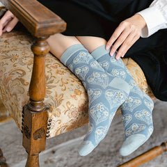 5 Pairs Floral Print Socks Comfy & Soft Mid Tube Socks Women's Stockings