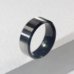 Engraved Grooves Stainless Steel Brushed Ring