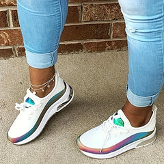 Women's Colorblock Sneakers Low Top Lace Up Walking Shoes