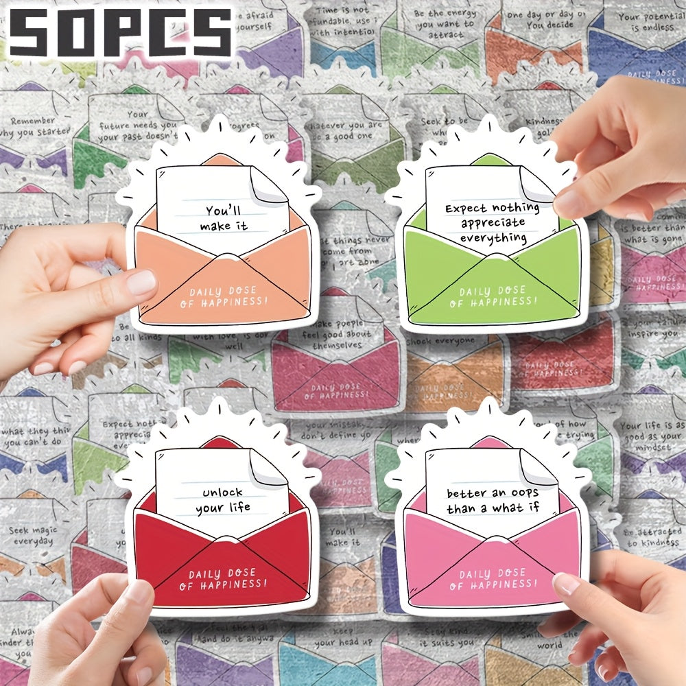 50pcs Happiness Stickers Positive Affirmation Quotes Birthday Rewards S