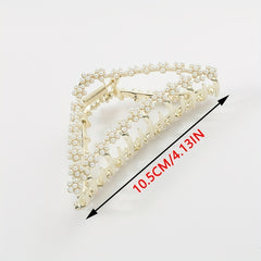 Triangle Shape Hair Claw Faux Pearl Rhinestone Ponytail Holder