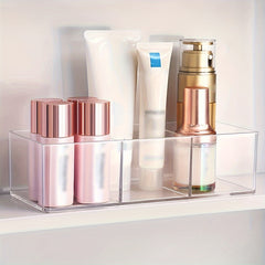 Portable 3 Grids Desktop Storage Box Acrylic Makeup Cotton Holder