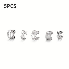 5/20pcs C-Shaped Ear Clips, No Piercing Ear Bone Clips Earring Set